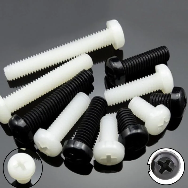 50pcs M2 M2.5 M3 M4 M5 M6 M8 Black White Nylon Pan Head Phillips Plastic Metric Thread round pan Head Screw
50pcs M2 M2.5 M3 M4 M5 M6 M8 Black White Nylon Pan Head Phillips Plastic Metric Thread round pan Head Screw