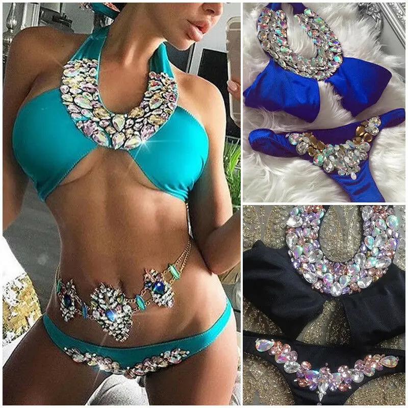 Crystal Bikini Sets Women Swimwear Sexy Push Up Padded Bra Low Waist Thong Swimsuit Female Beachwear Bathing Suit
Crystal Bikini Sets Women Swimwear Sexy Push Up Padded Bra Low Waist Thong Swimsuit Female Beachwear Bathing Suit