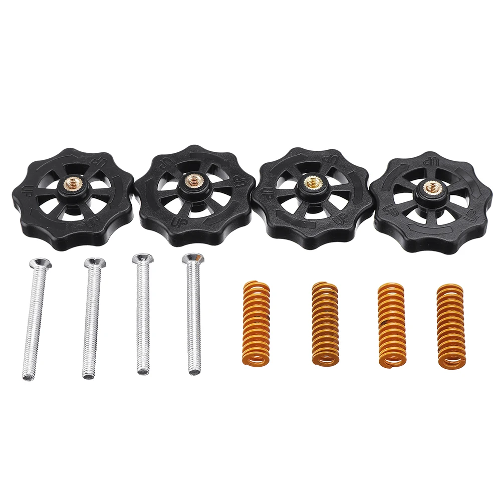 Детали для 3D-принтера, 4 шт., набор регулировочных колпачков с подогревом и пружиной для выравнивания, набор винтов M4X30 для 3D-принтера Ender 3 
Детали для 3D-принтера, 4 шт., набор регулировочных колпачков с подогревом и пружиной для выравнивания, набор винтов M4X30 для 3D-принтера Ender 3