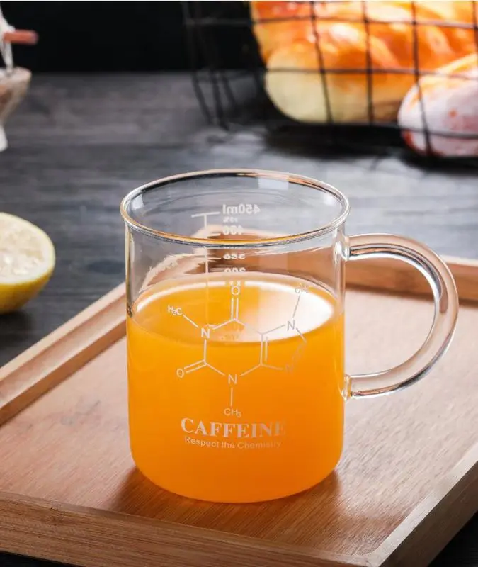 

Кружка-стакан для кофеина, градуированная кружка-стакан с ручкой, многофункциональная мерная кружка из боросиликатного стекла для пищевых ...