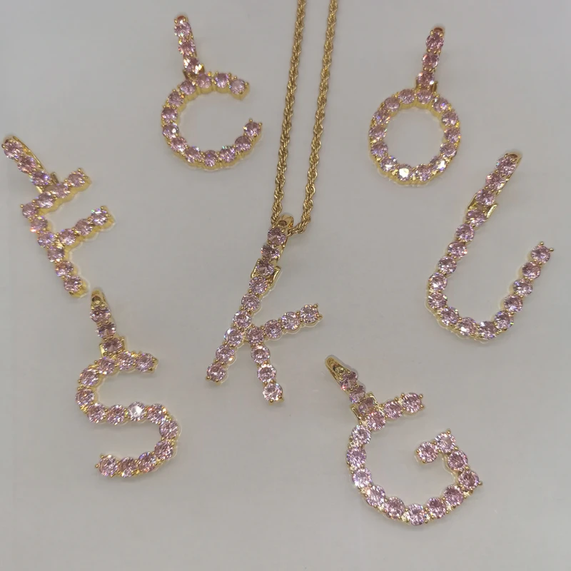 Pink Color Letters Pendant with Rope Chain Zircon Letters Pendant for Women Men Hip Hop Jewelry
Pink Color Letters Pendant with Rope Chain Zircon Letters Pendant for Women Men Hip Hop Jewelry