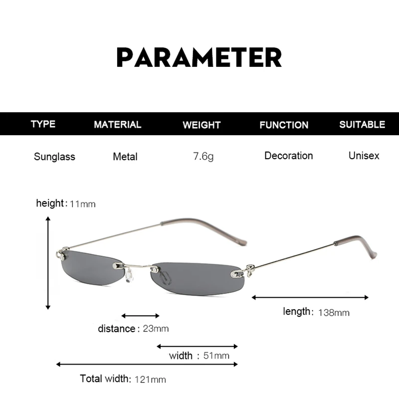 Vintage Rimless Rectangle Sunglasses Women Men Ocean Lens Sun Glasses Small Narrow Eyewear Colorful Mirror Alloy Frame Shades
Vintage Rimless Rectangle Sunglasses Women Men Ocean Lens Sun Glasses Small Narrow Eyewear Colorful Mirror Alloy Frame Shades