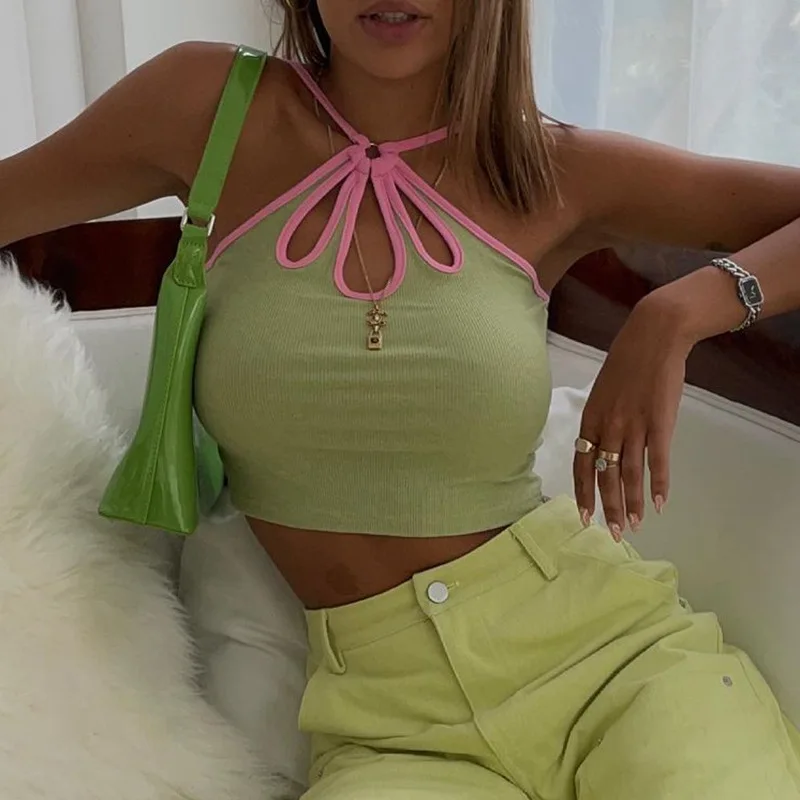 WeiYao 2021 Women's Y2K Hollow Out Tank Tops Young Style Halter Vest Sleeveless Sling Crop Sexy Cute Sweet Girls Ladies Camis
WeiYao 2021 Women's Y2K Hollow Out Tank Tops Young Style Halter Vest Sleeveless Sling Crop Sexy Cute Sweet Girls Ladies Camis