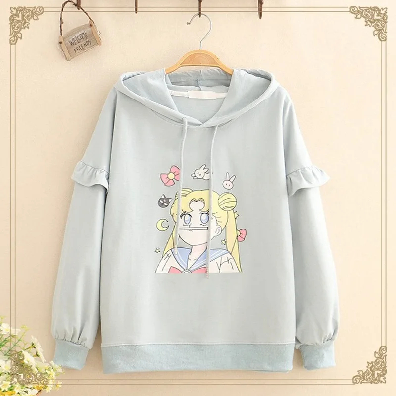 Anime Sailor Moon Hoodie Cartoons Printing Hooded Long Sleeve Young Girl Thin Section Pullover Anime Cosplay Costume
Anime Sailor Moon Hoodie Cartoons Printing Hooded Long Sleeve Young Girl Thin Section Pullover Anime Cosplay Costume