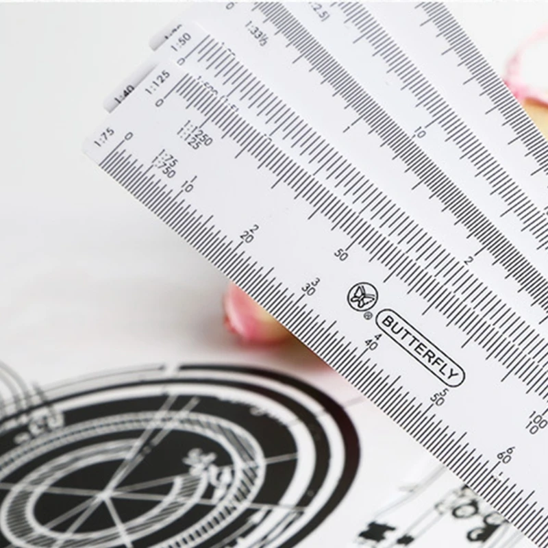

594F Plastic Scale Ruler Folding Engineering Scale Ruler Multi Ratio Measure Rulers for Adult Art Drawing Painting Supplies