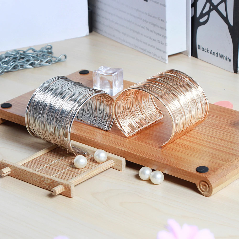 Women's Multilayer Metal Wires Strings Open Bangle Wide Cuff Bracelet Gold /Sliver DIY Colorfast Beading Wire Jewelry Finding
Women's Multilayer Metal Wires Strings Open Bangle Wide Cuff Bracelet Gold /Sliver DIY Colorfast Beading Wire Jewelry Finding