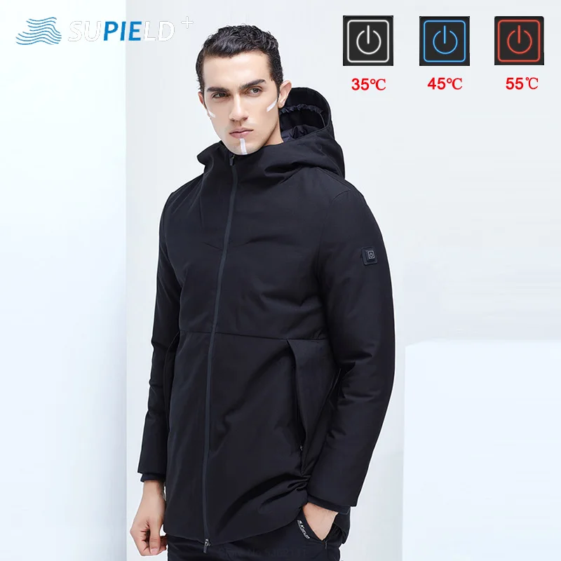 SUPIELD Smart Heating Down Jacket Men USB Electrical Heated Goose Down Mid-length Coat Hooded Male Winter Thermal Warmer Jackets
SUPIELD Smart Heating Down Jacket Men USB Electrical Heated Goose Down Mid-length Coat Hooded Male Winter Thermal Warmer Jackets
