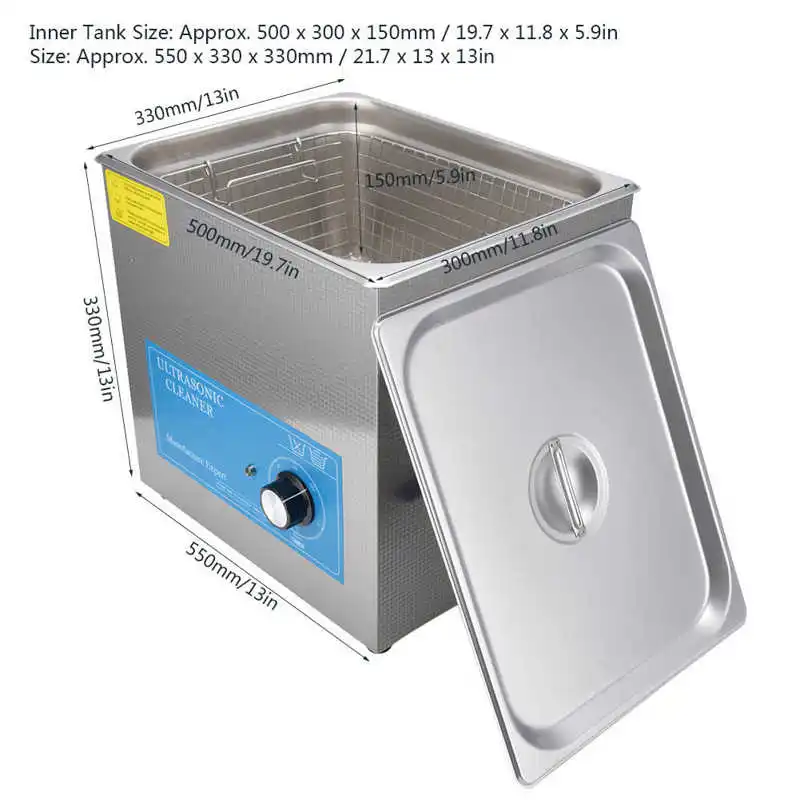 480W 22L Ultrasonic Cleaner Digital Industrial Heated Stainless Steel Jewelry Glasses Hardware Tools Cleaning Machine
480W 22L Ultrasonic Cleaner Digital Industrial Heated Stainless Steel Jewelry Glasses Hardware Tools Cleaning Machine