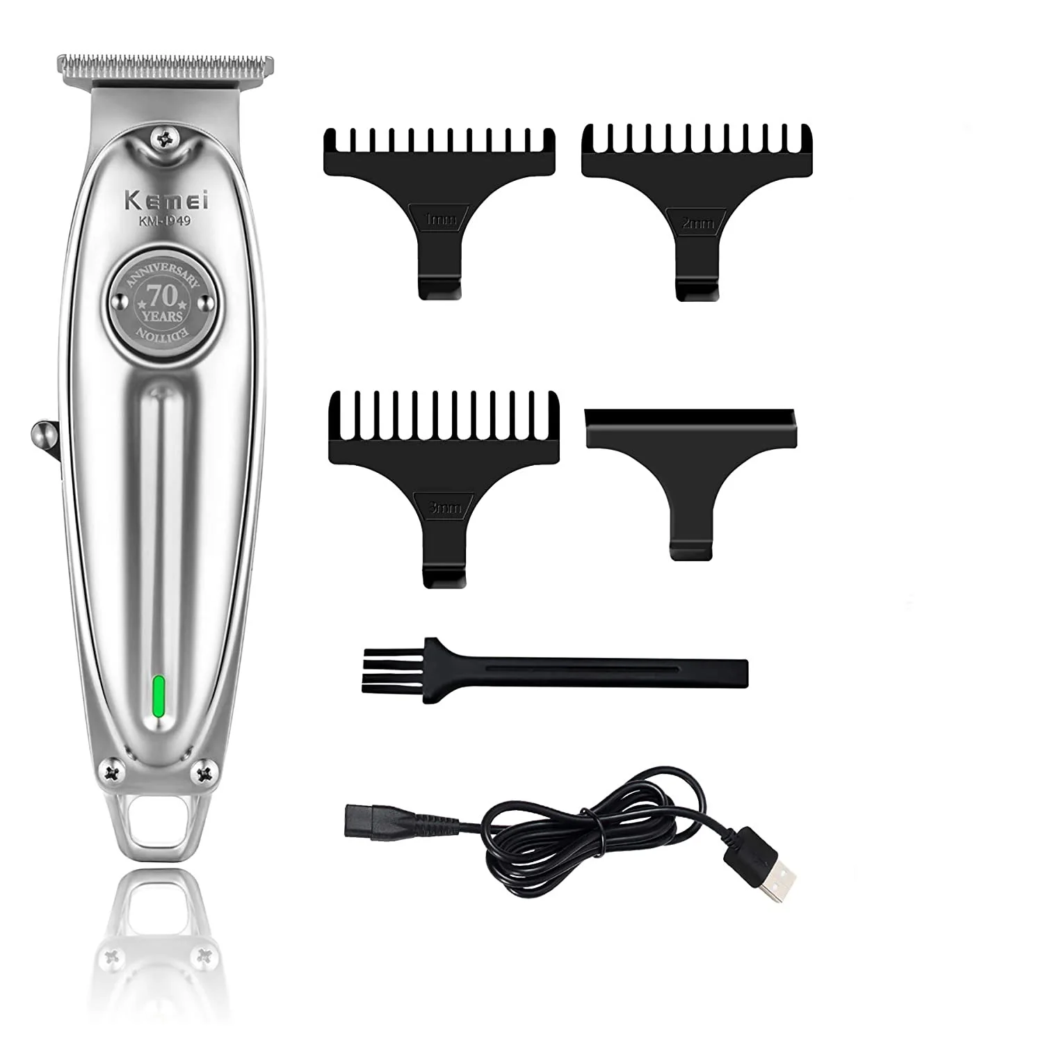 Kemei 1949 Professional Hair Clipper All Metal Men Electric Cordless Hair Trimmer 0mm Baldheaded T Blade Finish Haircut Machine 
Kemei 1949 Professional Hair Clipper All Metal Men Electric Cordless Hair Trimmer 0mm Baldheaded T Blade Finish Haircut Machine