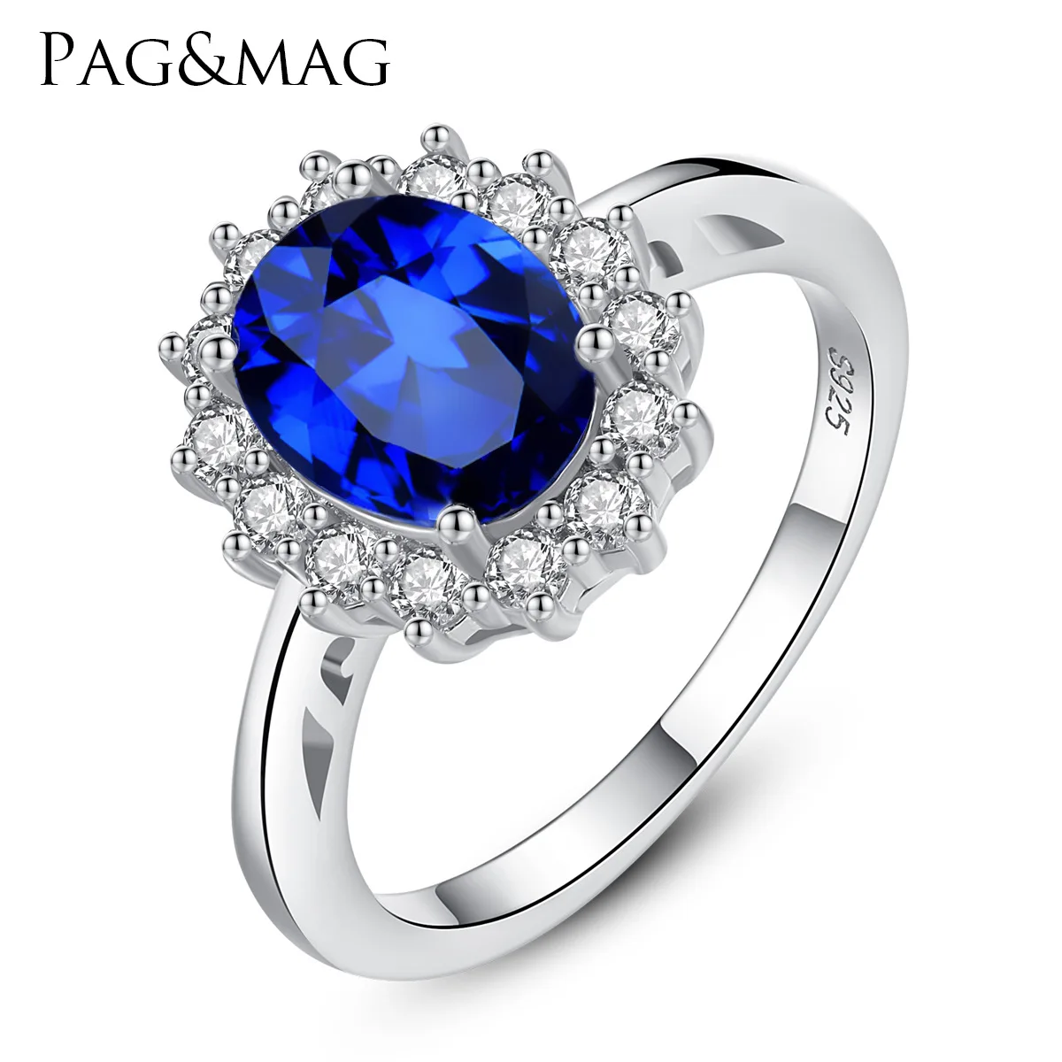 

PAG&MAG S925 sterling silver ring Kashmir natural velvet treasure blue princess gem ring