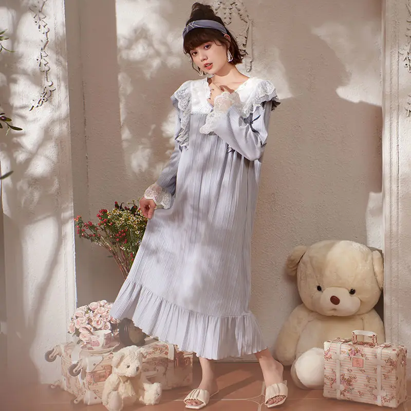 Princess Nightgown Sleepwear Cotton Sleepdress Nightdress Casual Intimate Longerie Spring New Soft Home Clothing Nightwear
Princess Nightgown Sleepwear Cotton Sleepdress Nightdress Casual Intimate Longerie Spring New Soft Home Clothing Nightwear