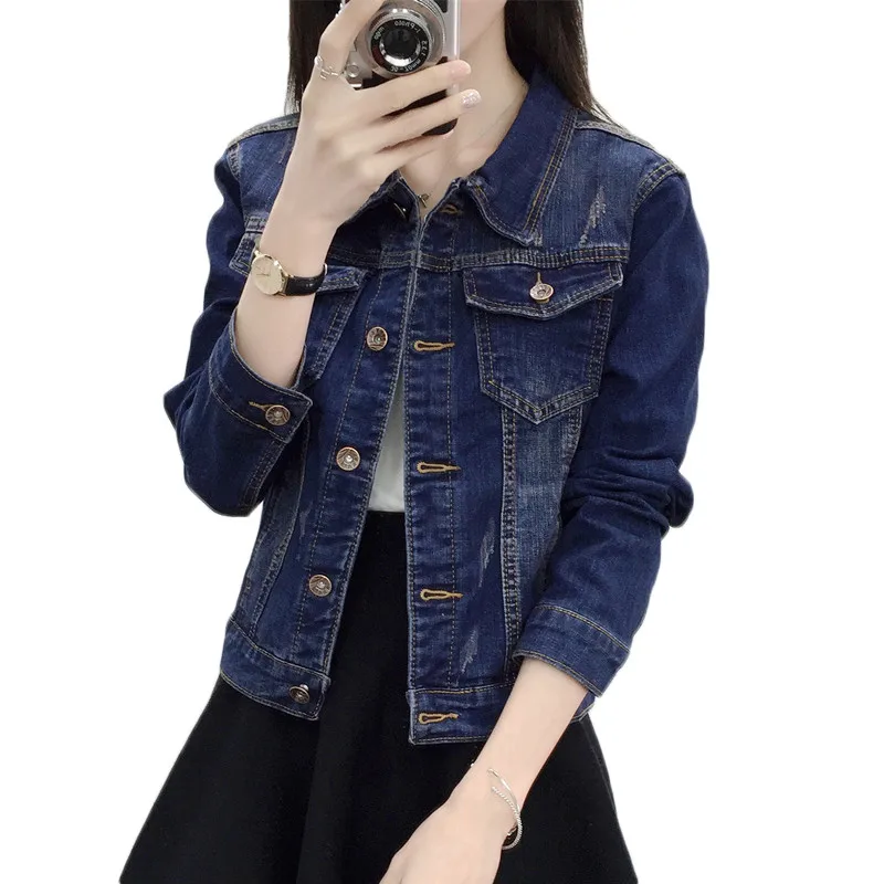 Jean Jacket Women's Blue Bomber Short Denim Jackets Jaqueta Spring Autumn Long Sleeve Slim Casual Basic Jeans Coat 509
Jean Jacket Women's Blue Bomber Short Denim Jackets Jaqueta Spring Autumn Long Sleeve Slim Casual Basic Jeans Coat 509