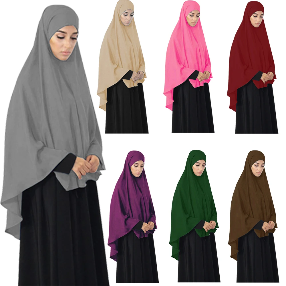 

9 Colors Muslim Hijab Niquabs Prayer Ramadan Garment Worship Service Hajj Large Khimar Amira Plain Islam Arab Ramadan Overhead