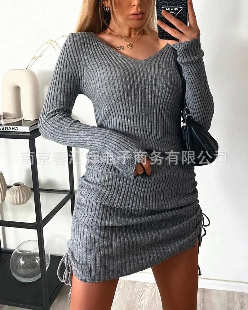 Knitted Dress Women's Fashion Clothing 2021 New Autumn Drawstring Tie Knitted Tight Dress Long Sleeve Women's Wear
Knitted Dress Women's Fashion Clothing 2021 New Autumn Drawstring Tie Knitted Tight Dress Long Sleeve Women's Wear