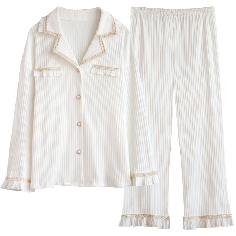 High-End Elegant Pajamas for Women Spring and Autumn Cotton Korean Style White Ins Style Fashionable Western Style Homewear Set
High-End Elegant Pajamas for Women Spring and Autumn Cotton Korean Style White Ins Style Fashionable Western Style Homewear Set