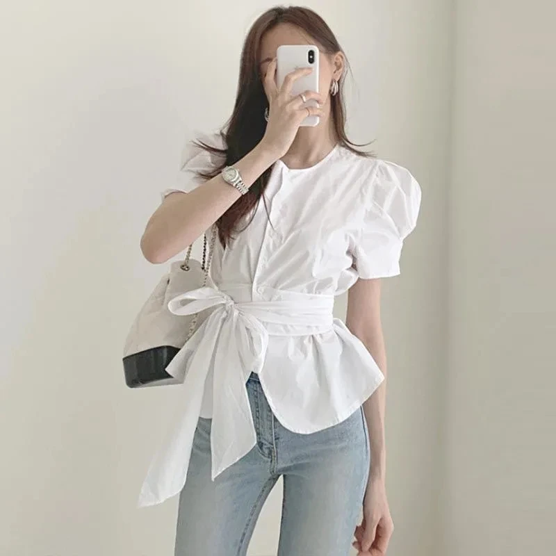 Summer White Bowknot bandage T shirt 2021 TopS femme Vintage Kawaii Clothes Cute Korean style sweet shirt
Summer White Bowknot bandage T shirt 2021 TopS femme Vintage Kawaii Clothes Cute Korean style sweet shirt