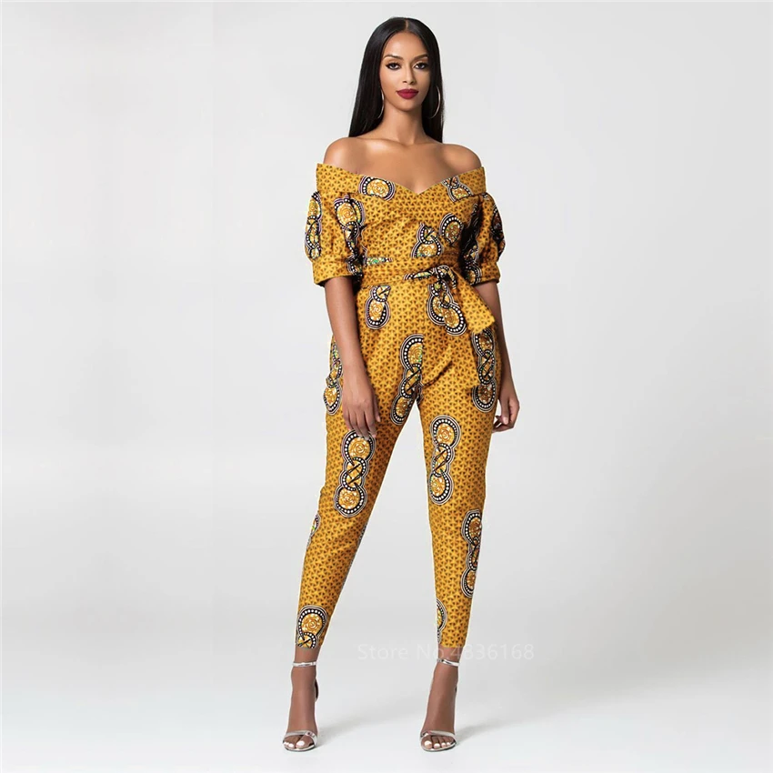 African Dresses For Ladies 2020 Women Dashiki Print Polyester Shoulder Off Ankara Style Rompers Fashion Robes Africaine Jumpsuit
African Dresses For Ladies 2020 Women Dashiki Print Polyester Shoulder Off Ankara Style Rompers Fashion Robes Africaine Jumpsuit