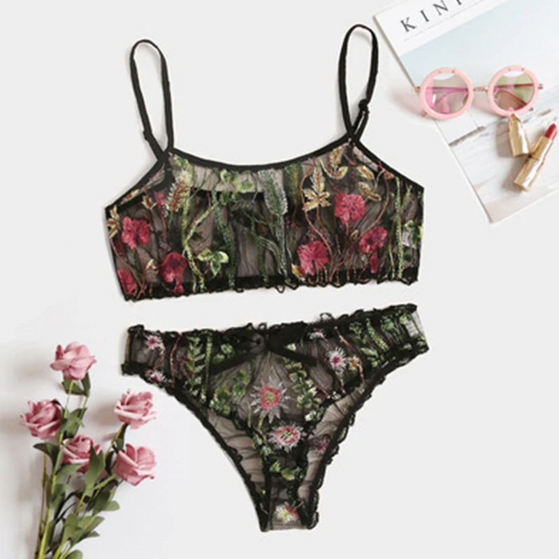 Women's Underwear Set Sexy Embroidered Bra and Panty set Push up Bralette Floral Lingerie Set Sexy Transparent Underwear
Women's Underwear Set Sexy Embroidered Bra and Panty set Push up Bralette Floral Lingerie Set Sexy Transparent Underwear