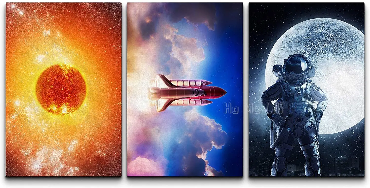 3 Panel Canvas Wall Art Rocket With Astronaut Child Decor For Living Room
3 Panel Canvas Wall Art Rocket With Astronaut Child Decor For Living Room