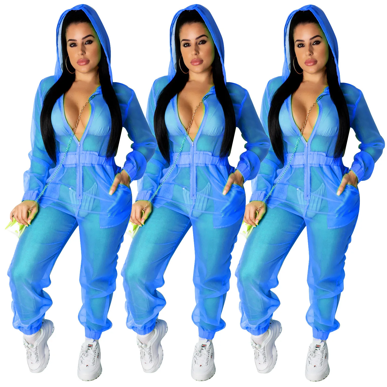 fnoce Women's long sleeve Hooded front zipper two-pocket jumpsuit sexy & club casual fashion see-through trousers
fnoce Women's long sleeve Hooded front zipper two-pocket jumpsuit sexy & club casual fashion see-through trousers