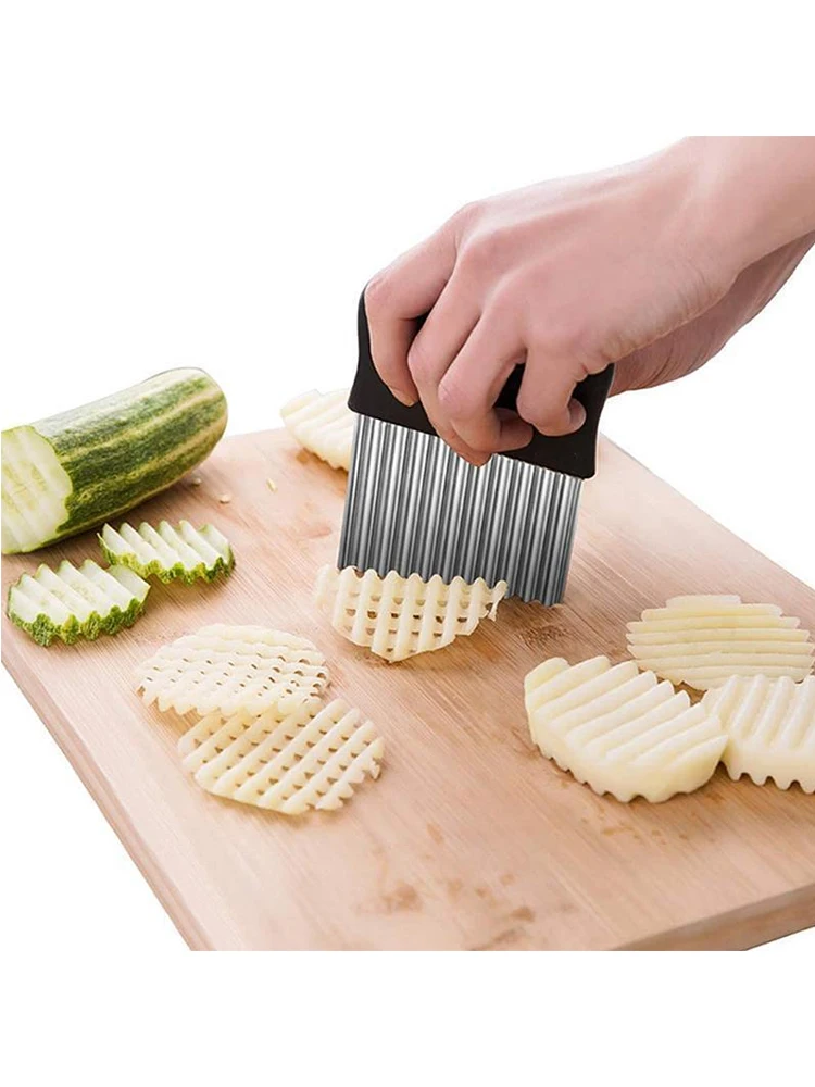 Potato Wavy CutterStainless Steel Vegetable Fruit Carrot Chips Making Peeler Crinkle Wavy Chopper Kitchen Knife Accessories
Potato Wavy CutterStainless Steel Vegetable Fruit Carrot Chips Making Peeler Crinkle Wavy Chopper Kitchen Knife Accessories