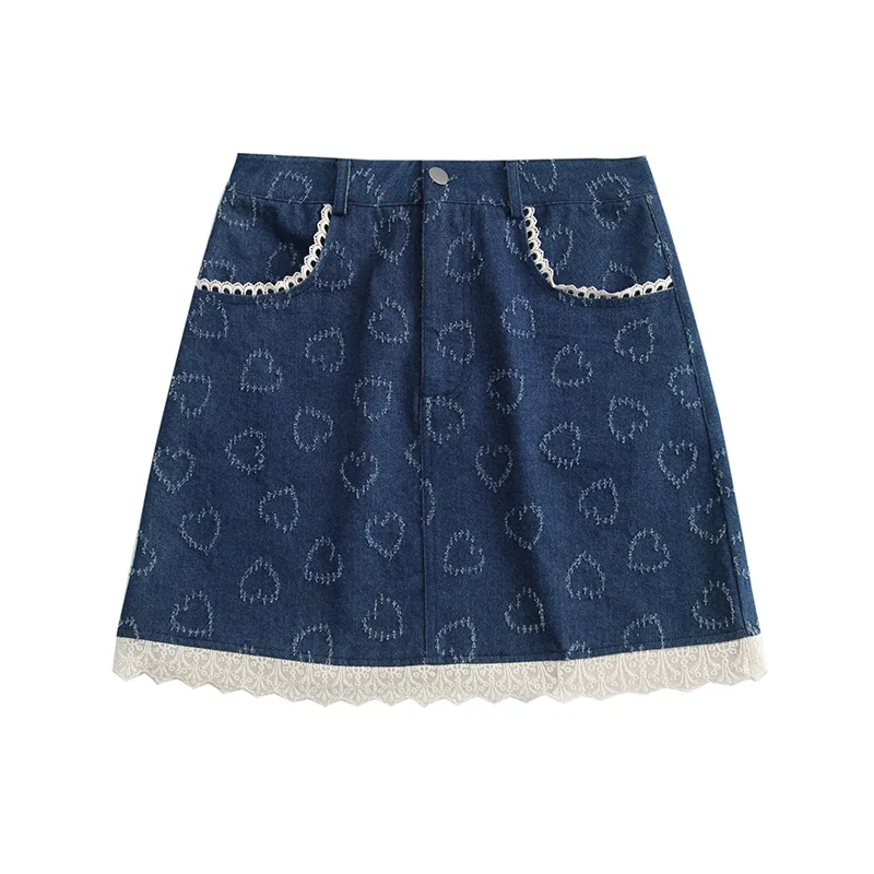 Slim Thin A-Line Skirt Summer Denim Skirt Female Lace Stitching Temperament Short Skirt For Women Youth Girls
Slim Thin A-Line Skirt Summer Denim Skirt Female Lace Stitching Temperament Short Skirt For Women Youth Girls