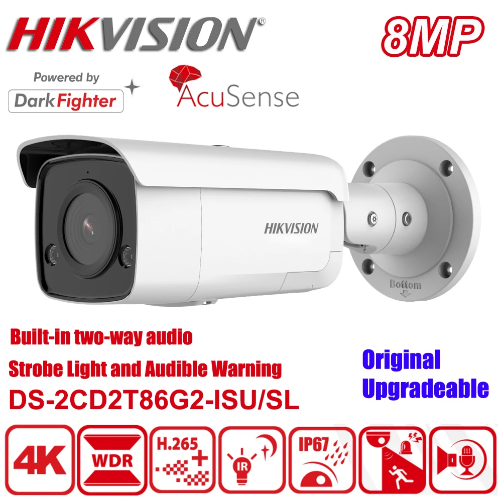 Hikvision DS-2CD2T86G2-ISU/SL 4K 8MP DarkFighter AcuSense мерцающий светильник и звуковой Предупреждение Открытый Пуля CCTV сетевая IP Камера 
Hikvision DS-2CD2T86G2-ISU/SL 4K 8MP DarkFighter AcuSense мерцающий светильник и звуковой Предупреждение Открытый Пуля CCTV сетевая IP Камера
