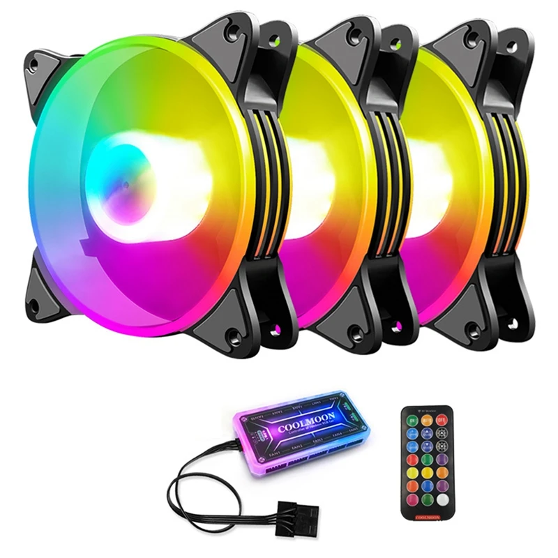 COOLMOON 3PCS Cooler 12cm RGB Computer Cooling Fan Silent Gaming Case Fan PC Case Radiator CPU Cooler with Remote Controller
COOLMOON 3PCS Cooler 12cm RGB Computer Cooling Fan Silent Gaming Case Fan PC Case Radiator CPU Cooler with Remote Controller
