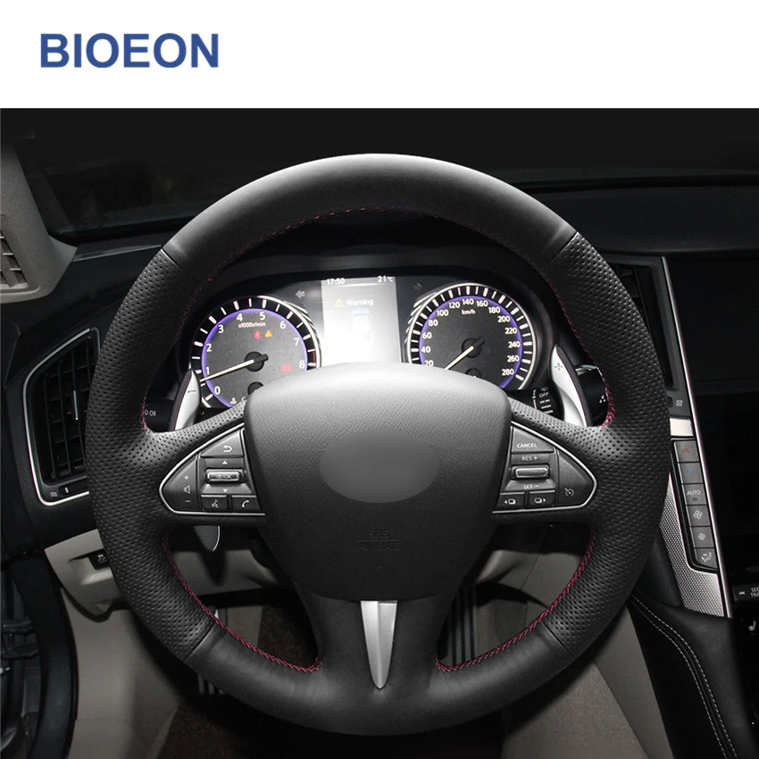 Black PU Artificial Leather Car Steering Wheel Covers for Infiniti Q50 2014 2015 2016 2017 QX50 | Автомобили и мотоциклы