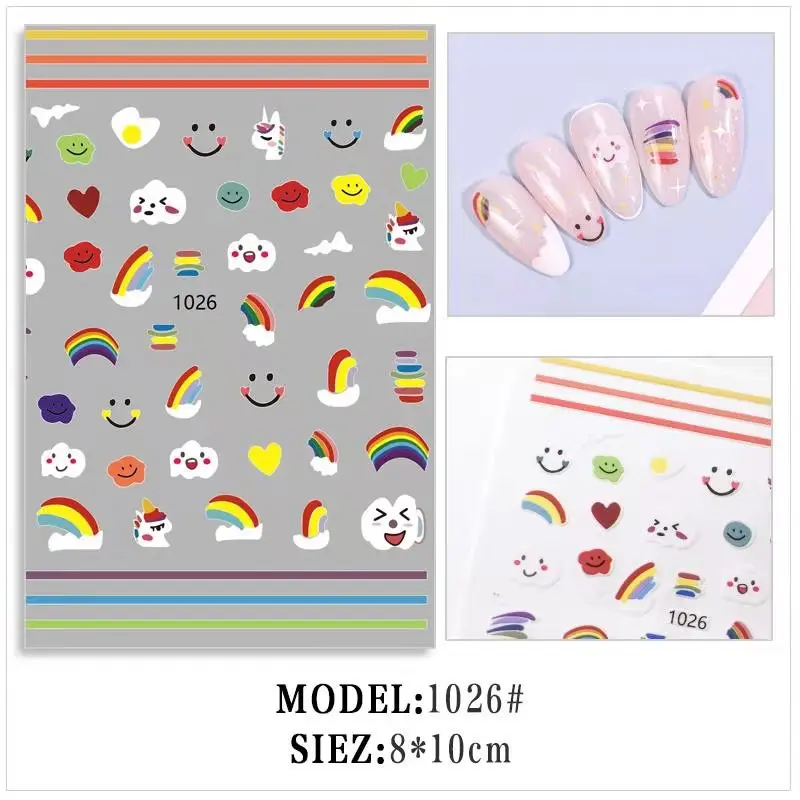 KXY Beautizon Smile Nail Sticker Rainbow Cloud Cute Image Quality 3D Engraved Nail Art Decorations Nail Decals Design
KXY Beautizon Smile Nail Sticker Rainbow Cloud Cute Image Quality 3D Engraved Nail Art Decorations Nail Decals Design