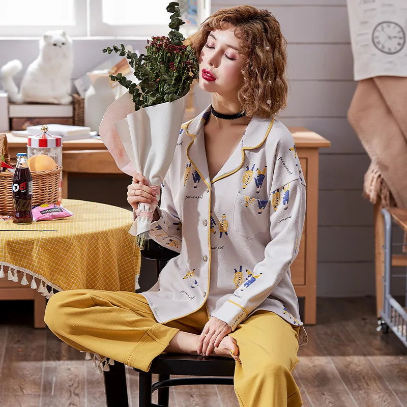 Cotton Pajamas for Women's Set Pyjamas Button Pigiama Pjs Winter Autumn Mujer Pijama Sleepwear Nightwear Womens Pajamas 2Pcs
Cotton Pajamas for Women's Set Pyjamas Button Pigiama Pjs Winter Autumn Mujer Pijama Sleepwear Nightwear Womens Pajamas 2Pcs