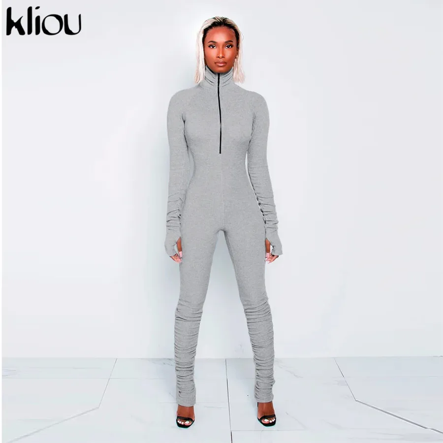 Kliou Ribbed Stacked Zipper Casual Fitness Sporty Womens Jumpsuits Workout Activewear Long Sleeve Skinny Solid Bodycon Rompers
Kliou Ribbed Stacked Zipper Casual Fitness Sporty Womens Jumpsuits Workout Activewear Long Sleeve Skinny Solid Bodycon Rompers