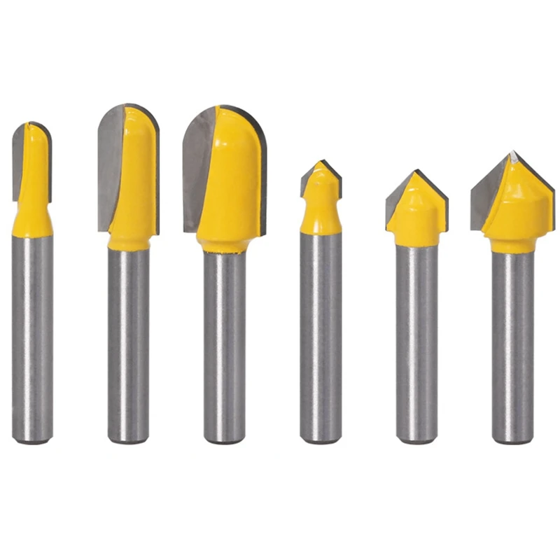 6PC 1/4 Shank Router Bits Set Core Box Bit Round Nose Bit 90 Degree V-Groove Bit for Woodworking Tools
6PC 1/4 Shank Router Bits Set Core Box Bit Round Nose Bit 90 Degree V-Groove Bit for Woodworking Tools