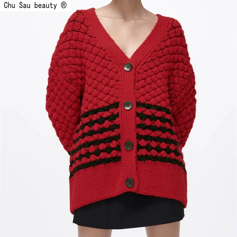 Autumn Winter 2021 Fashion Casual Single-Breasted Long-Sleeve Sweater French Vintage V-Neck Jacquard Loose Knit Cardigan Women
Autumn Winter 2021 Fashion Casual Single-Breasted Long-Sleeve Sweater French Vintage V-Neck Jacquard Loose Knit Cardigan Women