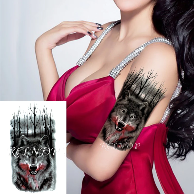 Waterproof Temporary Tattoo Sticker Bleeding Wolf Forest Dead Tree Big Size Fake Tatto Flash Tatoo Arm Leg Art for Women Men
Waterproof Temporary Tattoo Sticker Bleeding Wolf Forest Dead Tree Big Size Fake Tatto Flash Tatoo Arm Leg Art for Women Men