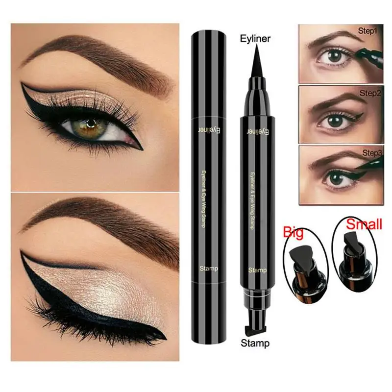 

Winged Eyeliner Stamp Dual Ended Liquid Eye Liner Pen Waterproof Smudge Proof Long Lasting Eyeliner Vamp Tool For Personal Care