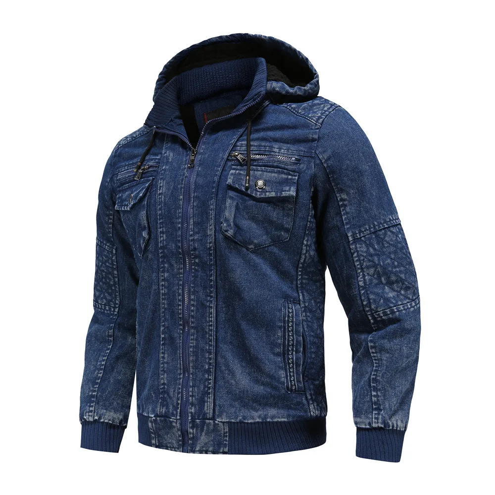 Hooded jean jacket detachable hat deminwashed velvet autumn winter wool liner Coat men
Hooded jean jacket detachable hat deminwashed velvet autumn winter wool liner Coat men