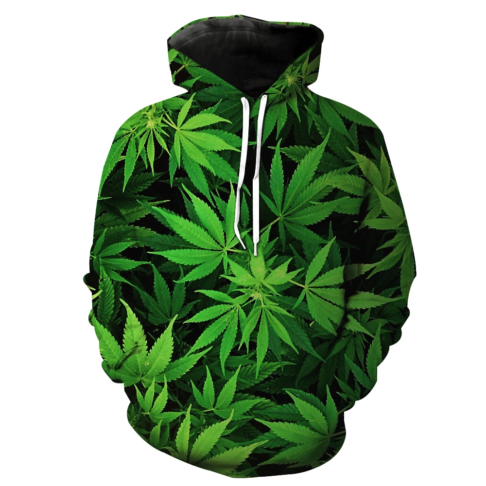 

3D Print Weed Hoodies Tops Pullover Men/Women Hooded Sweatshirts Casual Green Weed Leaf Hoodie Weed 3D Hoodies Jacket Homme