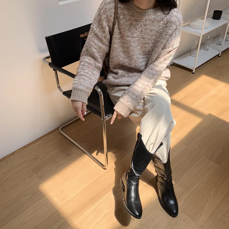 Fannic 2020 Winter Variegated Stitching Loose Round Neck Thick Knitted Sweater for Women
Fannic 2020 Winter Variegated Stitching Loose Round Neck Thick Knitted Sweater for Women