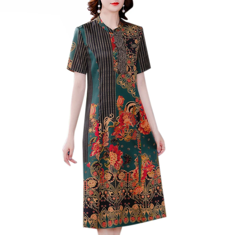 2021 Vintage Casual Print Mulberry Silk Midi Dress Summer Women Slim L-4XL Plus Size Satin Sundress New Elegant Party Vestidos
2021 Vintage Casual Print Mulberry Silk Midi Dress Summer Women Slim L-4XL Plus Size Satin Sundress New Elegant Party Vestidos