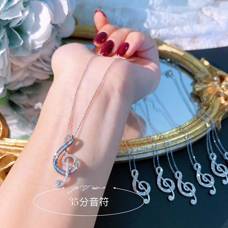 The new S925 silver-plated stylish and elegant pendant 35 notes imitated Mosang diamond music creative necklace woman
The new S925 silver-plated stylish and elegant pendant 35 notes imitated Mosang diamond music creative necklace woman