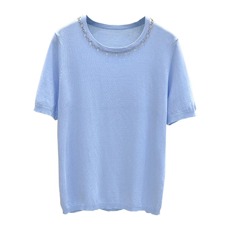 M-4XL plus size Summer thin women sweater pullover 2021 short sleeve o neck solid kintting Oversized T-shirt female jumper top
M-4XL plus size Summer thin women sweater pullover 2021 short sleeve o neck solid kintting Oversized T-shirt female jumper top