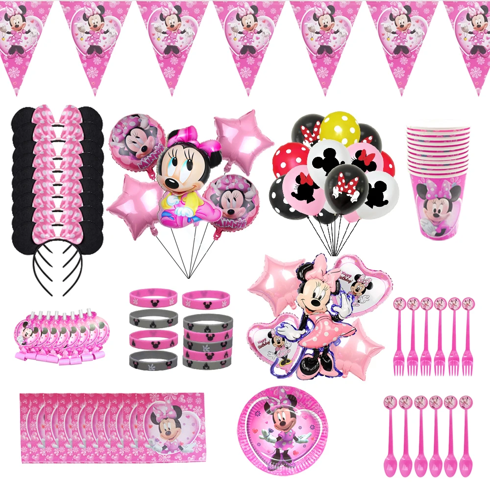 118pcs Disney Minnie Mouse Party Supplies For Birthday loons Decor Baby Shower Gifts Cup Napkins Plate For Birthday Party
118pcs Disney Minnie Mouse Party Supplies For Birthday loons Decor Baby Shower Gifts Cup Napkins Plate For Birthday Party