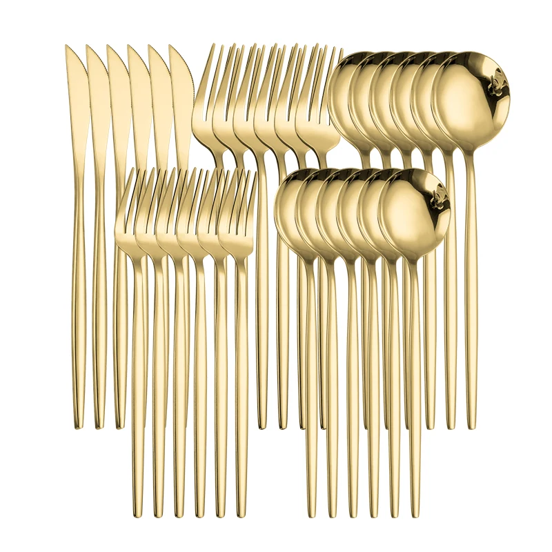 Kitchen Tableware Gold Stainless Steel Cutlery Set Spoon Fork Knife 30pcs Gold Dinnerware Set Eco Friendly Dinner Set Tableware
Kitchen Tableware Gold Stainless Steel Cutlery Set Spoon Fork Knife 30pcs Gold Dinnerware Set Eco Friendly Dinner Set Tableware