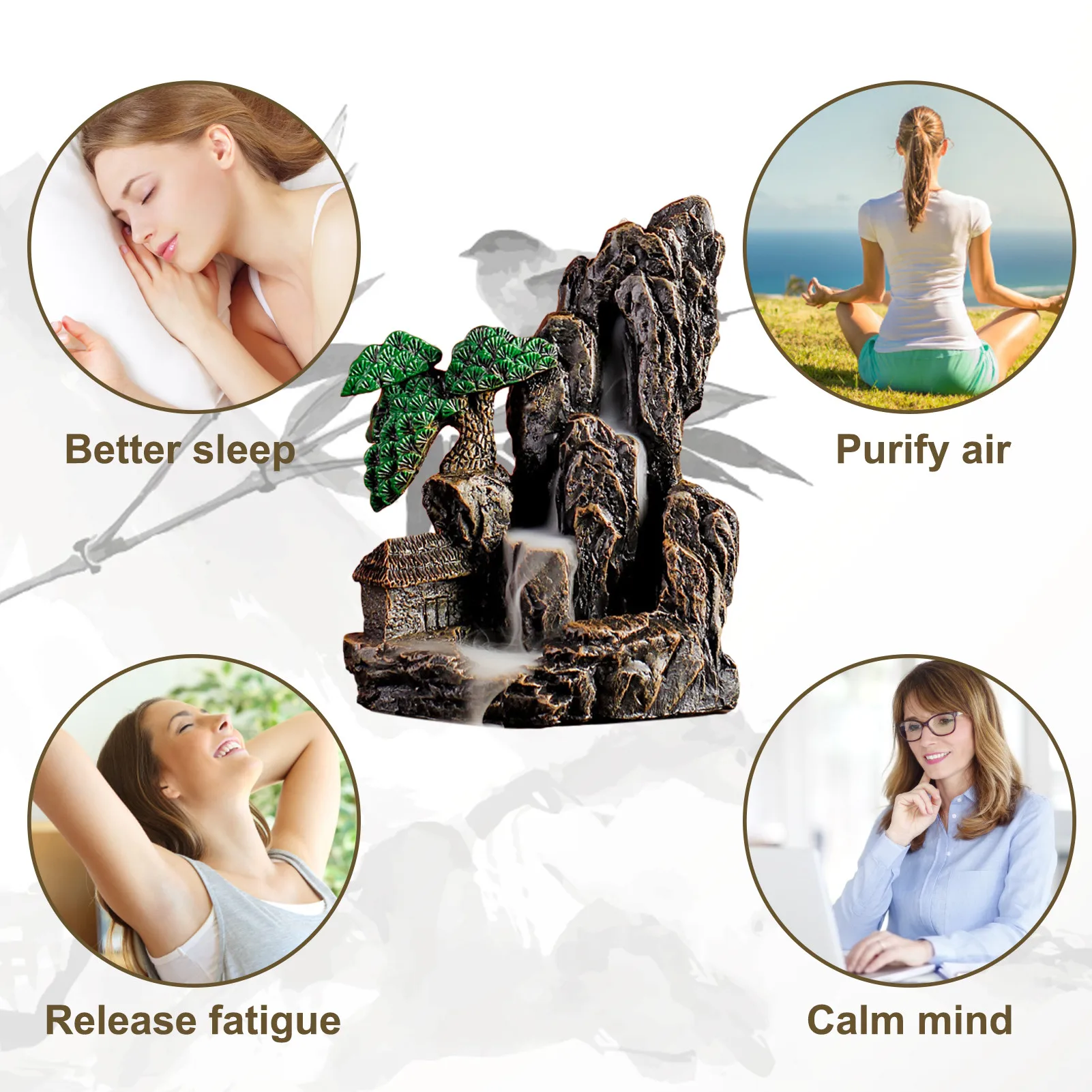 50 PCS Backflow Incense Cone Incense Burner Waterfall Resin Incense Holder Home Decor For Yoga Meditation Sleep
50 PCS Backflow Incense Cone Incense Burner Waterfall Resin Incense Holder Home Decor For Yoga Meditation Sleep