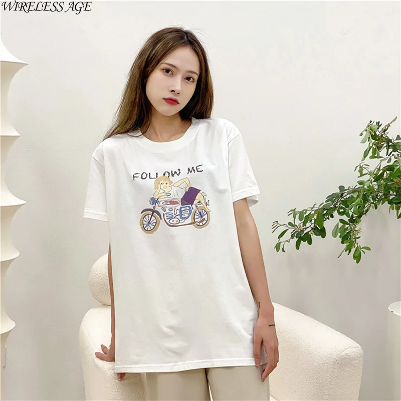 WIRELESS AGE T Shirt Women Short Sleeve Round Neck Graffiti Cotton Printed Loose Casual Women's Tops New Summer Fashion Wild
WIRELESS AGE T Shirt Women Short Sleeve Round Neck Graffiti Cotton Printed Loose Casual Women's Tops New Summer Fashion Wild