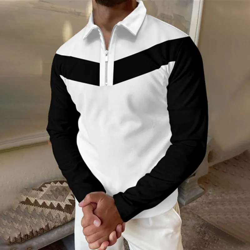 2021 New Men's Polo Shirt White Match Black Splicing Long Sleeve Slim Casual Polo Shirts High Quality Zipper Design Sports Tops
2021 New Men's Polo Shirt White Match Black Splicing Long Sleeve Slim Casual Polo Shirts High Quality Zipper Design Sports Tops