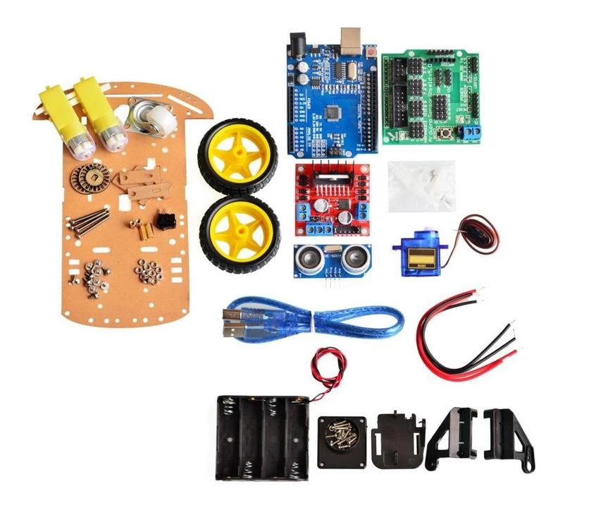 New Avoidance tracking Motor Smart Robot Car Chassis Kit Speed Encoder Battery Box 2WD Ultrasonic module For Arduino kit 
New Avoidance tracking Motor Smart Robot Car Chassis Kit Speed Encoder Battery Box 2WD Ultrasonic module For Arduino kit