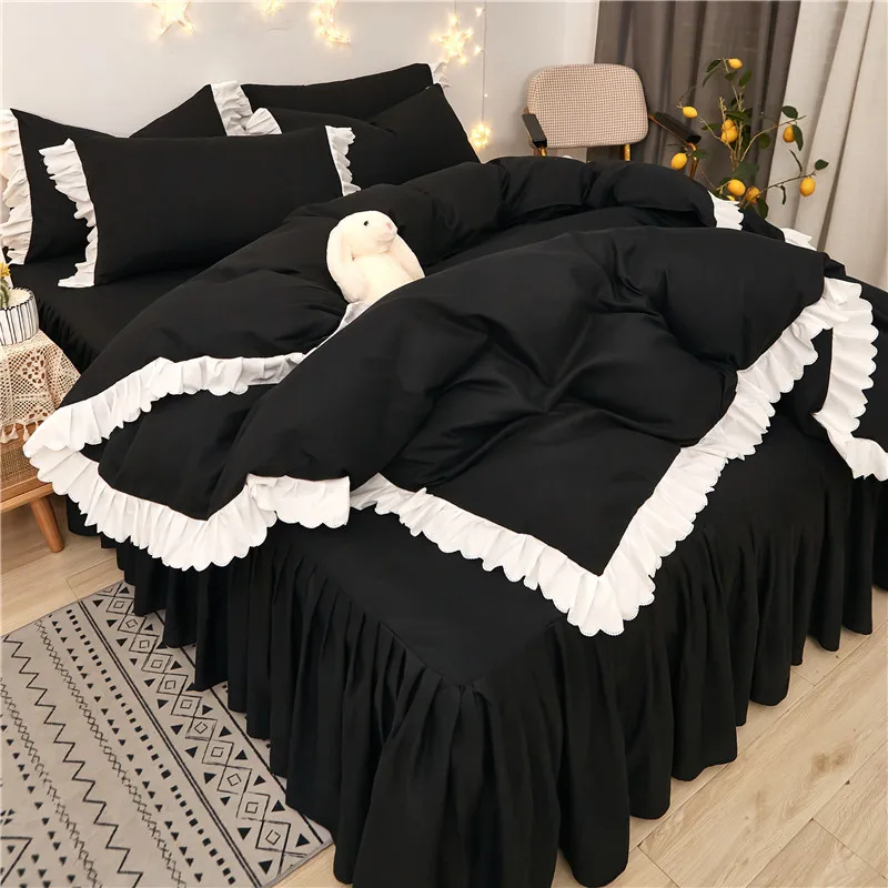 Korean Style Cotton Four-Piece Set Bed Skirt Sheets Pure Cotton Princess Style Girly Simplicity Plain 4PCS
Korean Style Cotton Four-Piece Set Bed Skirt Sheets Pure Cotton Princess Style Girly Simplicity Plain 4PCS