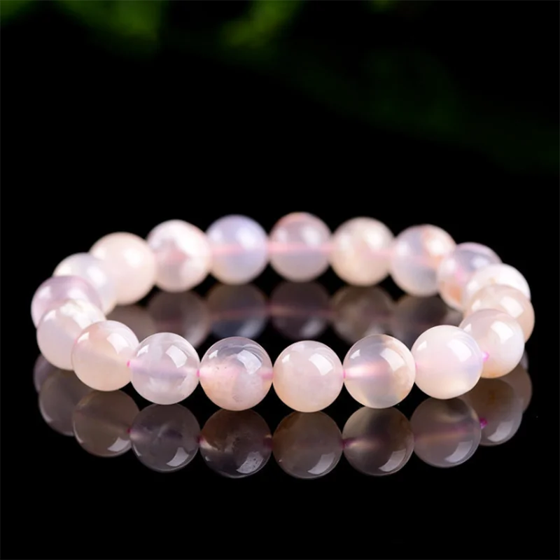 

Sakura Color Agate Bracelet With Natural Stone Bead For Women Girl Fashion Bangles 8mm 10mm Beaded Bracelet Accessories Jewelry